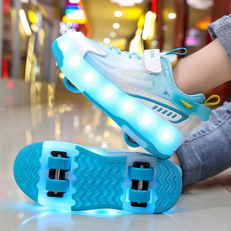 

Runaway shoes girls skates children breathable roller skates luminous charging shoes invisible double wheels men 40