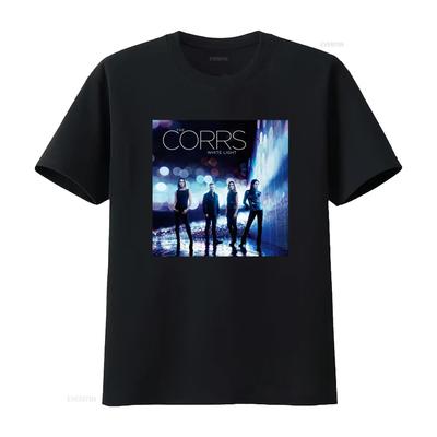 The Corrs Band White Light Album T Shirt Black Cotton All Sizes Vintage Washed Slightly Casual Unisex Designer Clothes Soft