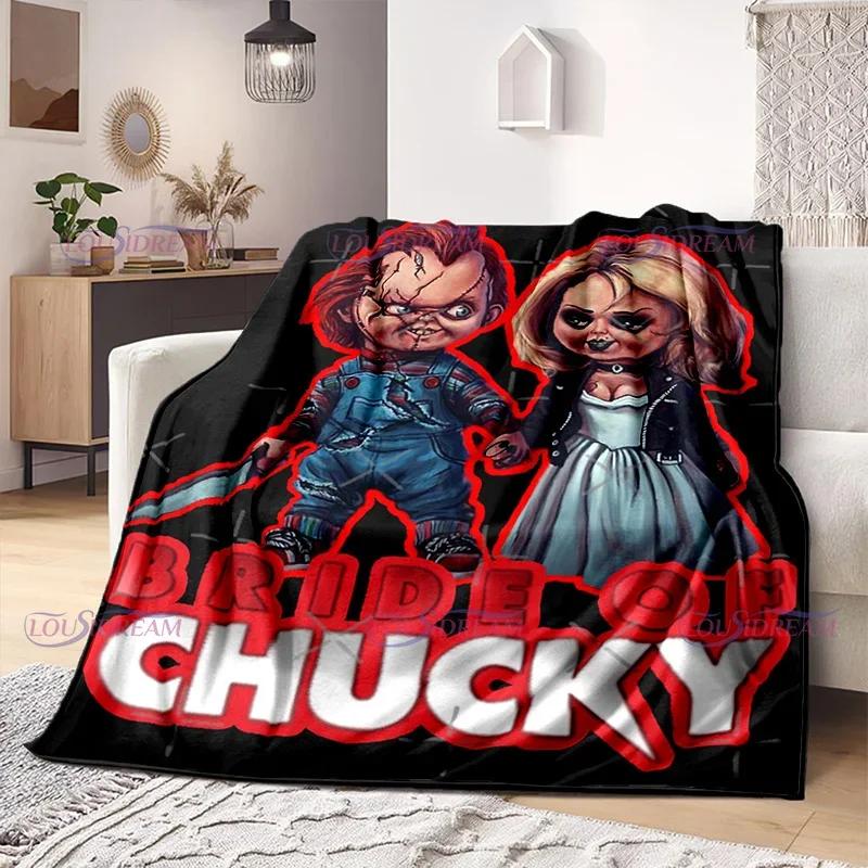 Watching Horror Stimulate Movie Blanket Child Play Character Chucky Blanket Home Couch Warm Bedspreads Soft Flannel Blanket