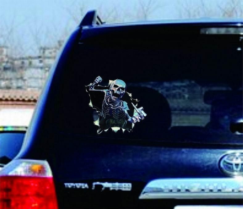 Car Vinyl Skull Skeleton Stickers Truck Window Wrap Decals Motorcycle Funny Sticker Car