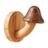 Wooden Mushroom Hook with Backplate Nature-Themed Crackle-Finish Wall