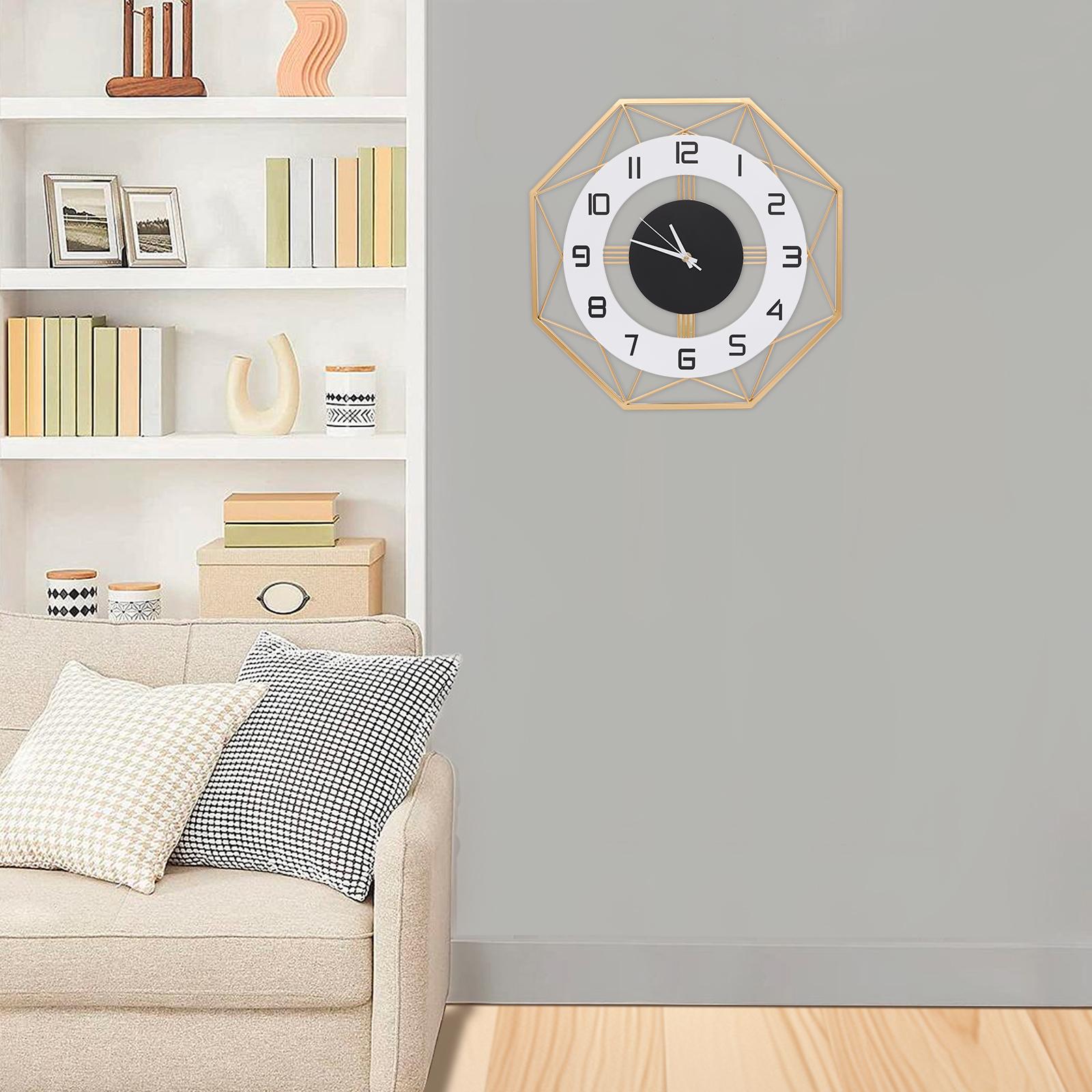 

Decorative Iron Wall Clock,White/Gold Wall Clock Wall Mounted Battery Powered 43*43 cm for Home