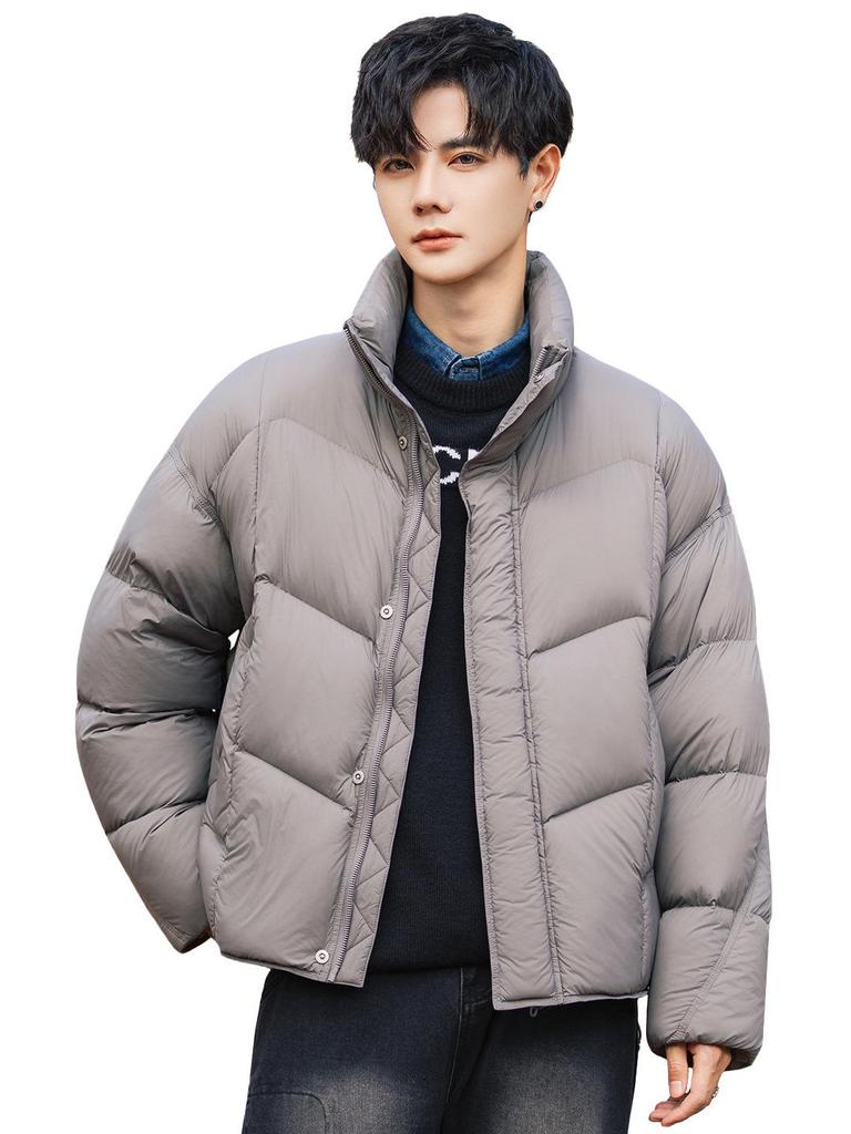 Modna Marka 2025 Męska Luźna Kurtka Puchowa z Stójką - Zimowa Odzież Wierzchnia z Luksusowym Wyglądem