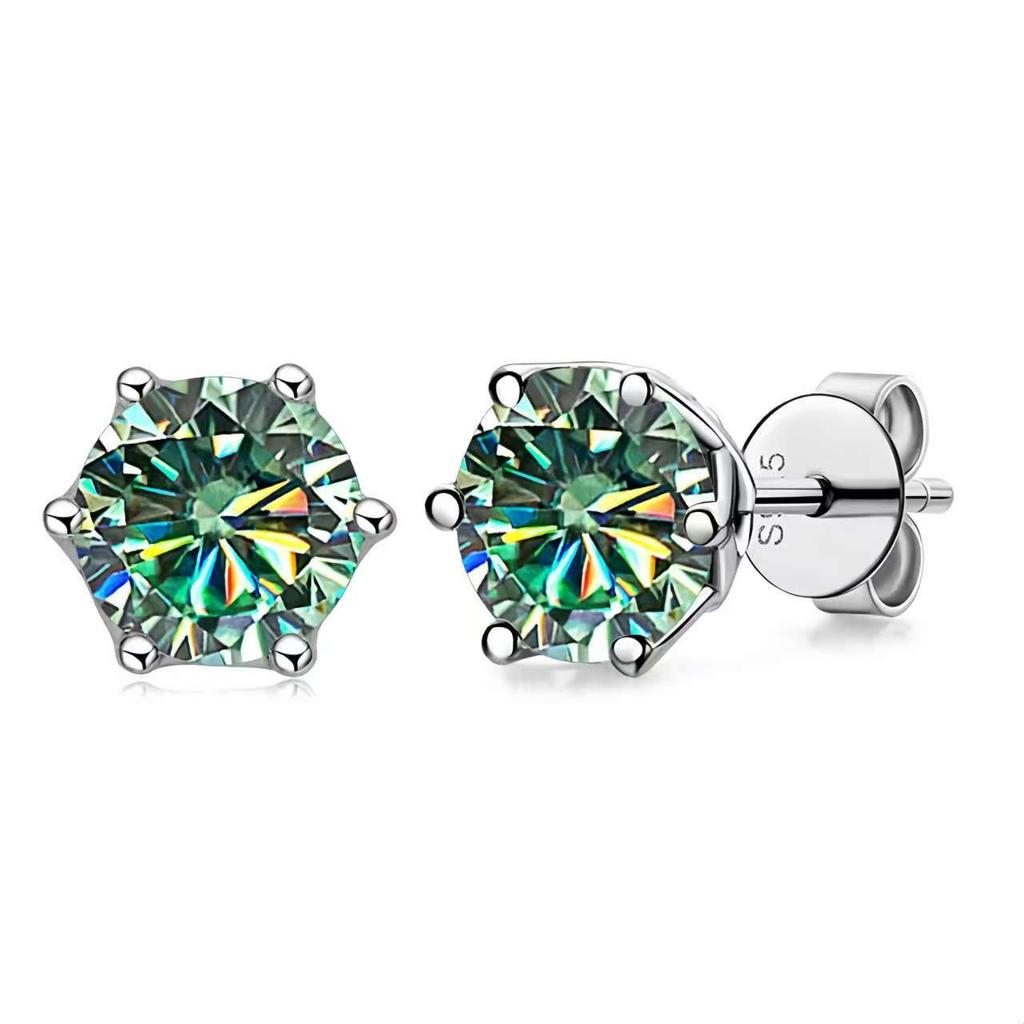 1Ct Vvs D Color Moissanite Russian Cut 8H8A Lab Diamond Stud Earrings for Women S925 Silver Fine Jewelry