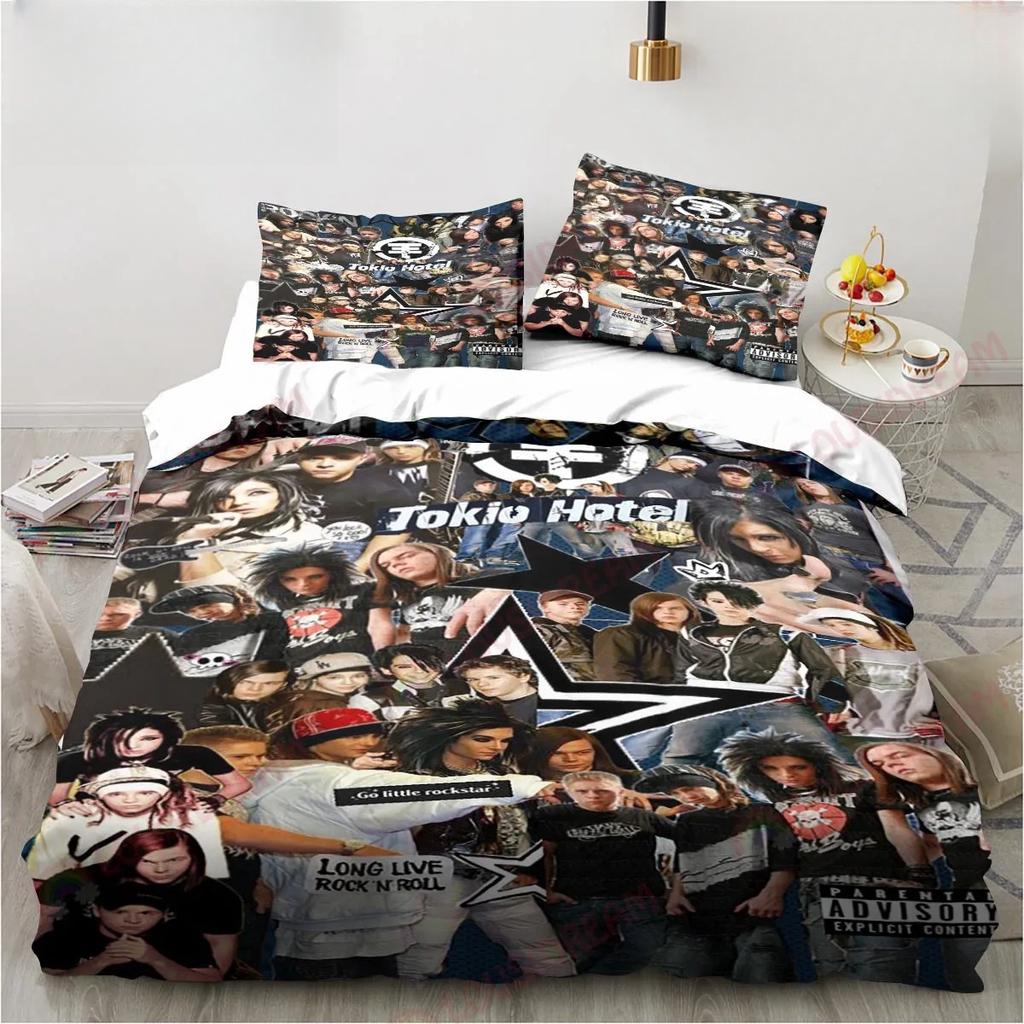 Set de lenjerie de pat pentru hotel Tokyo Set de lenjerie de pat cu banda excavator Pat dublu king-size Set de lenjerie de pat dublu pentru copii Set pilote din microfibră din poliester