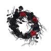 Halloween Wreath Dead Black ABS Artificial Branches Design with Red Flower Door Wreath Garland for Decoration