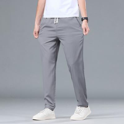 Men's Casual Long Pants Loose Quick-drying Straight Slim-fitting Summer New Ice Silk Thin