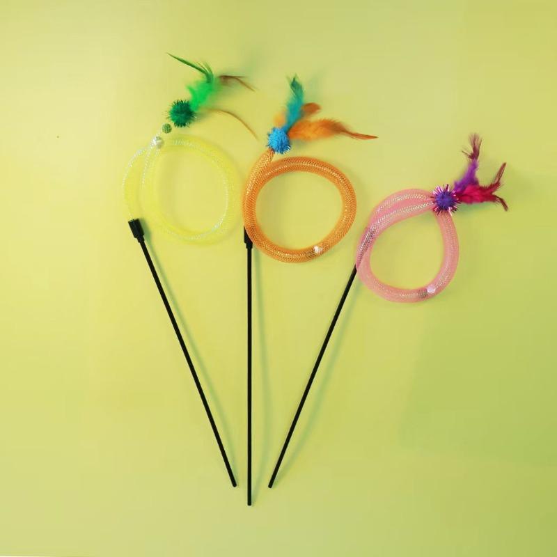 Elastic Net Tube Cat Toy, Hairball and Feather Self-entertainment and Boredom Cat Toys, Pet Supplies