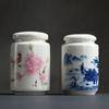 Blue and White Porcelain Tea Jar Ceramic Tea Jar Moisture-proof Traditional Chinese Medicine Sealed Storage Jar Tea Set 450ML