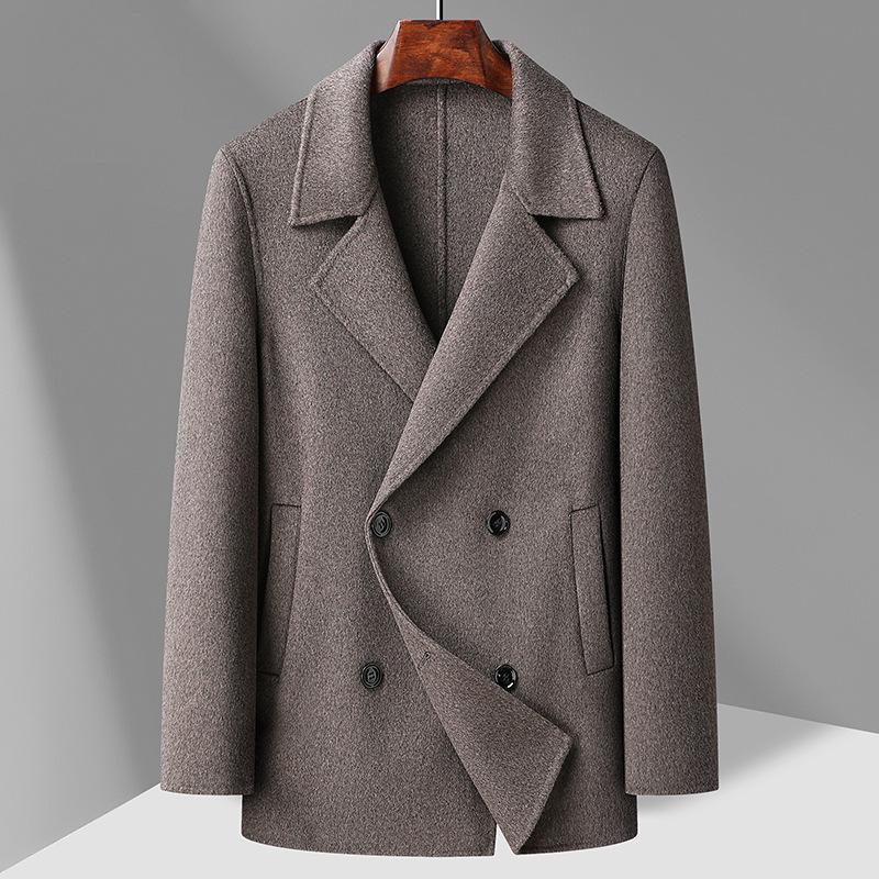 

Мужское двубортное шерстяное пальто Lesbo 2025 - Короткое, двустороннее, коллекция осень/зима XXXXL верблюд