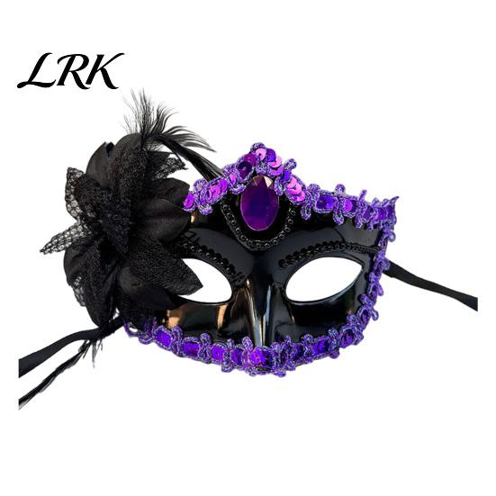 Lace Rhinestone Masque for Women Masquerade Women, Vintage Venetian Half Face with Side Flower Festival Performance Cushion Halloween Prom Ball