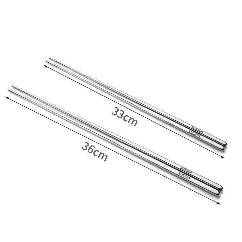 1Pair Stainless Steel Chopsticks Non Slip Tip Heat Resistant Reusable Dishwasher Safe For Home Asian Restaurant Daily Use