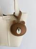 Handmade Real Leather Dancing Bears Bag Charm KeyChain Gift Cute Bread Decoration For Bags Exquisite Charm Bag Accessories