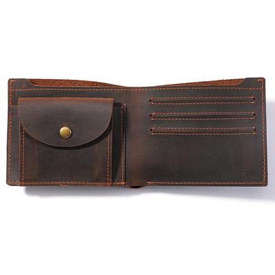 Genuine First Layer Cowhide Leather Wallet Men Bifold Oil Wax Leather Money Clip RFID Blocking Multi-card Slots Vintage Slim Wallet
