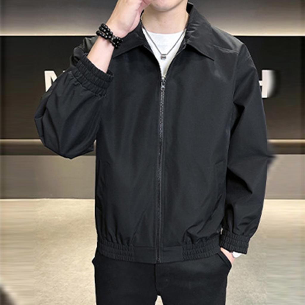 Men's Solid Color Work Jacket Baseball Jacket Trendy Fashion Casual Sports Lapel Coat