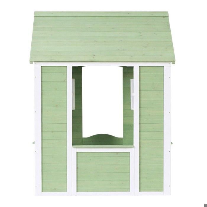 Maisonnette enfant - GINGER HOME - Bois massif - Vert et blanc - Extérieur 107 x 90 x 144 cm