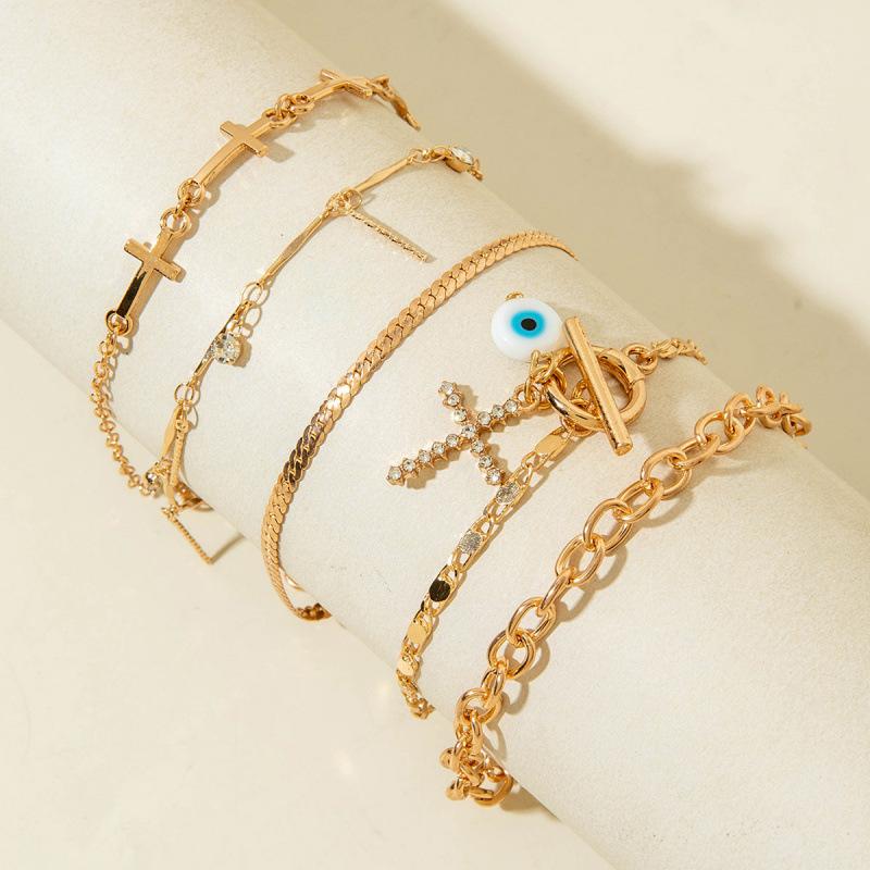 Jewelry Cross Simple Chain Foot Decoration, Eye Pendant Multi-layer Stacked Anklet Wholesale