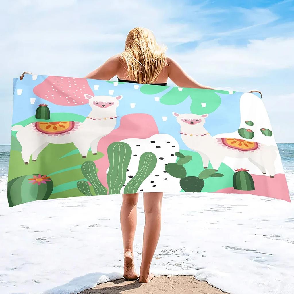 Alpaka Übergroßes Mikrofaser Pool Sandfest Strandtuch Schnell Schnell Trocknend Sandfrei Proof Handtuch Extra Groß Reise Decke Für Kinder