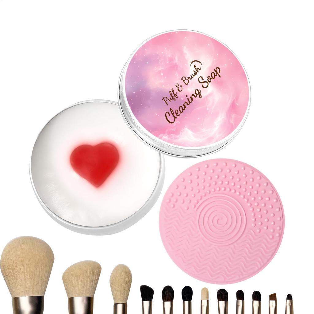 Makeup Brush Cleaner Soap With Silicone Mat Deeply Cleans Soap Makeup Sponges Cosmetic Cleaner Makeup Brush Cleaner tools
