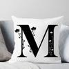 Black And White Letter Pattern Throw Pillow Cover With Short Plush Print For Living Room Sofa Decoration Cushion Cover