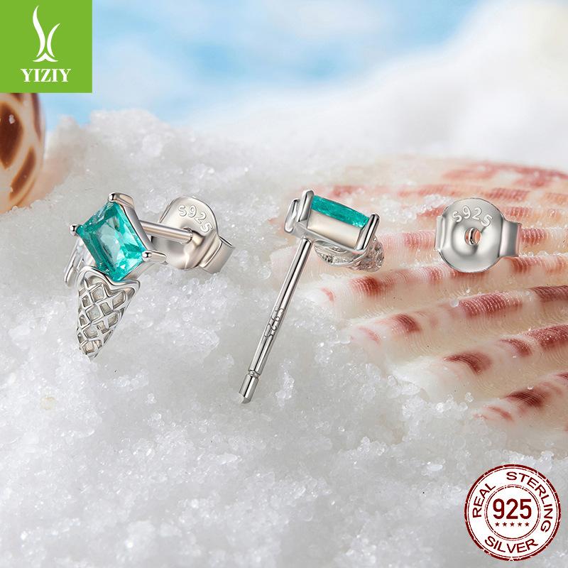 S925 Sterling Silver Ice Cream Stud Earrings, Summer Creative Small Fresh Ice Cream Stud Earrings