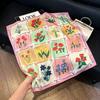 Sen green flower print fresh imitation silk scarf premium versatile square scarf neck protection scarf trendy headscarf scarf women
