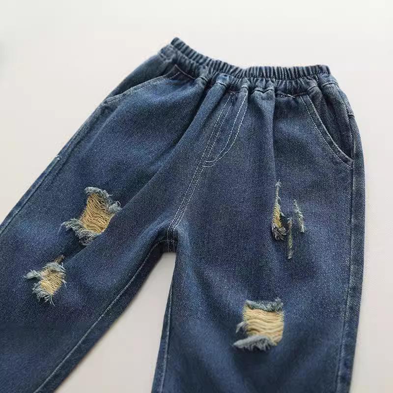 Boys Stylish Denim Jeans Spring Autumn Casual Long Pants For Toddlers Fashionable Kids Trousers