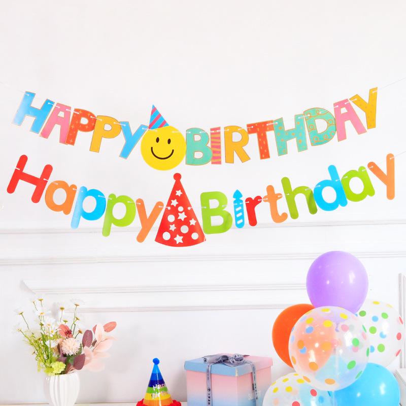 

Дитяча кольорова гірлянда-прапорці на День народження для дитячих садків Korean Style Birthday Flag