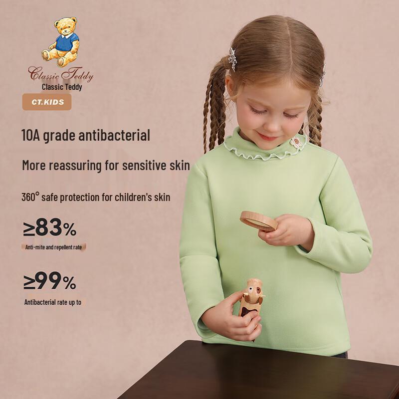 Klassisches Teddy-Mädchen-Thermo-Langarmshirt mit gefüttertem Kragen
