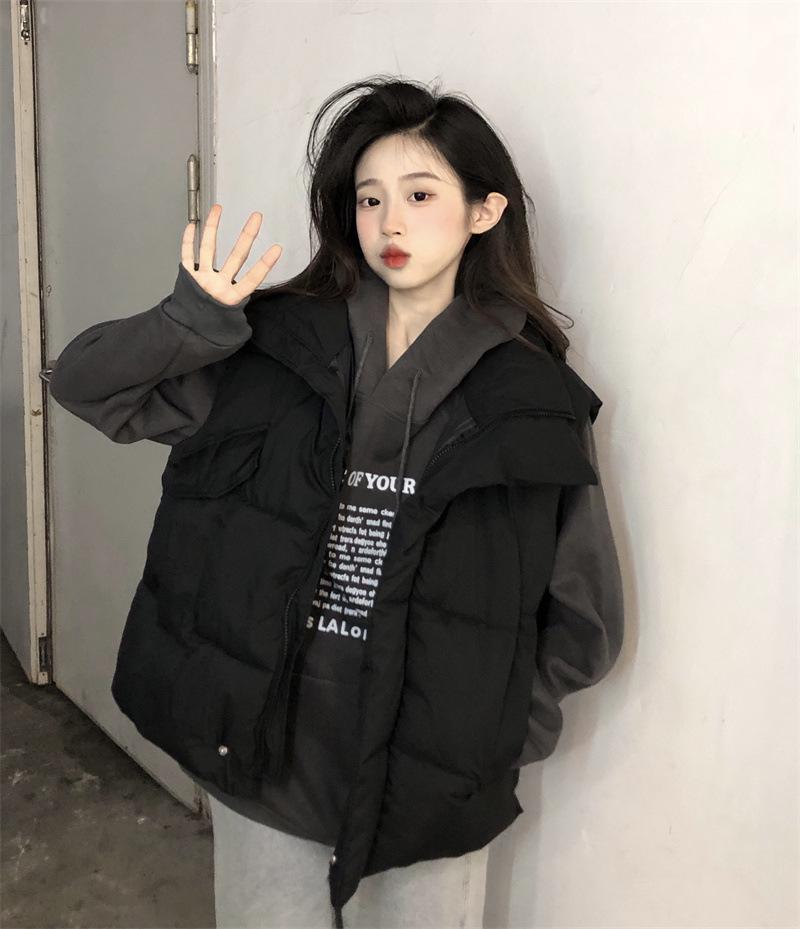 Women's Batwing Down Cotton Vest - Trendy Korean Style Autumn/Winter Outerwear 2026