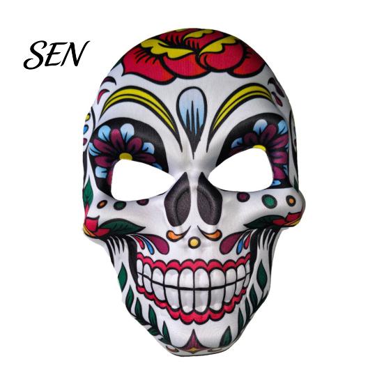 Scary Skeleton Face Masque Day of The Dead Skull Masque, Halloween Sugar Full Festival Costume Supplies Masquerade Party Accessory for Cosplay,