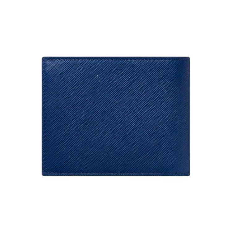 Montblanc Brand Printed Solid Color Six Card Slot Leather Wallet Men Wallets Indigo-Blue 130812