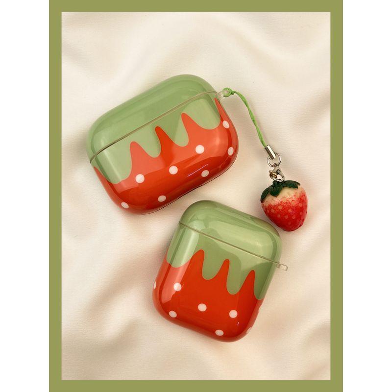 

Airpod3 Wireless Bluetooth Aipods2 Earphone Case 1 Generation Third Generation Pro for Apple 4 Second Generation Airpodpro 4 Generation 5 Generation AirPods 4 [Niche style cute strawberry + Pendant]]