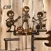 Skeleton Rock Trio Metal Wind Spinner Halloween Spinner, Handmade Kinetic Garden Sculpture Whimsical Outdoor Decor for Yard Lawn Decor, Unique Musical