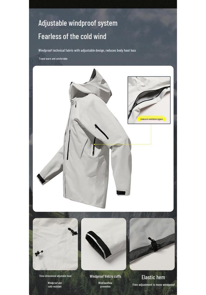 Water-Repellent Mountaineering Jacket: Fully Seam-Taped, Three-Proof, Outdoor Adventure Shell