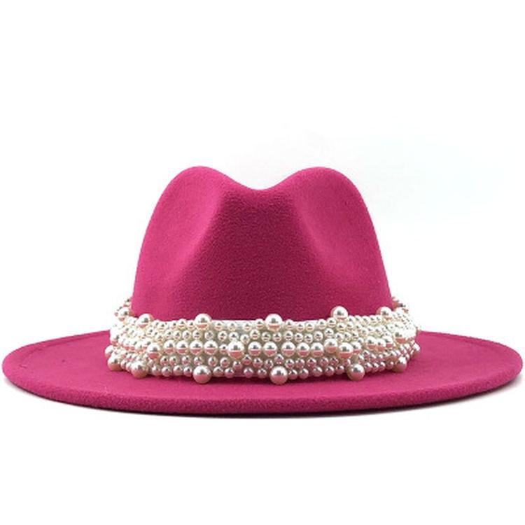 Modern Design Wool Felt Wide Brim Flat Top Hat Formal Fashion Women Fedora Hat