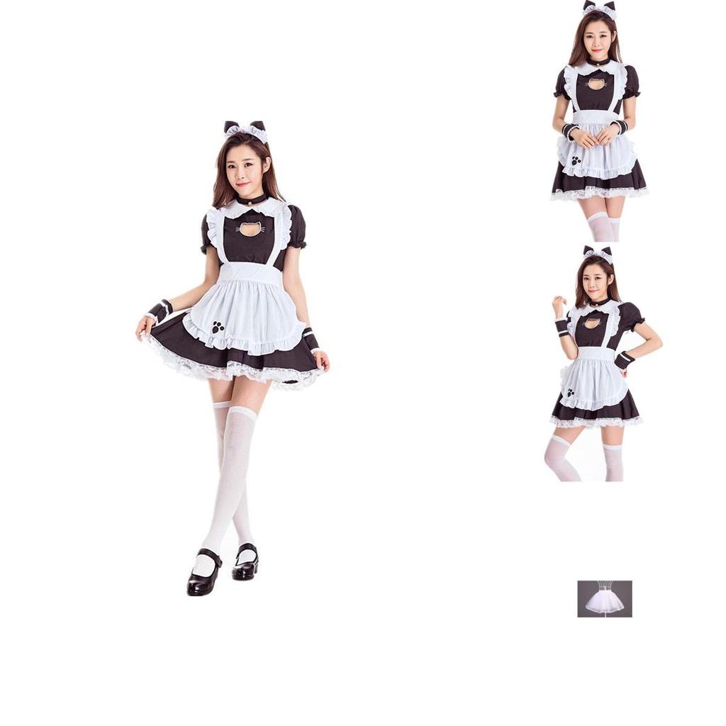 Katzenmädchen Dienstmädchen Kostüm Cosplay Kleid mit Polyester Mischung für Halloween Anime Fans