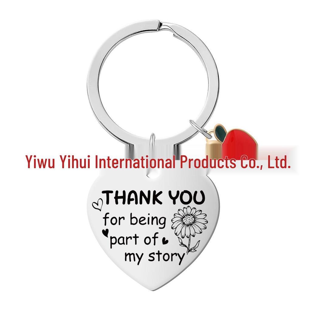 Heart-Shaped Stainless Steel Keychain - Teacher's Day, Thanksgiving, Graduation & Back To School Gift with Laser Engraving