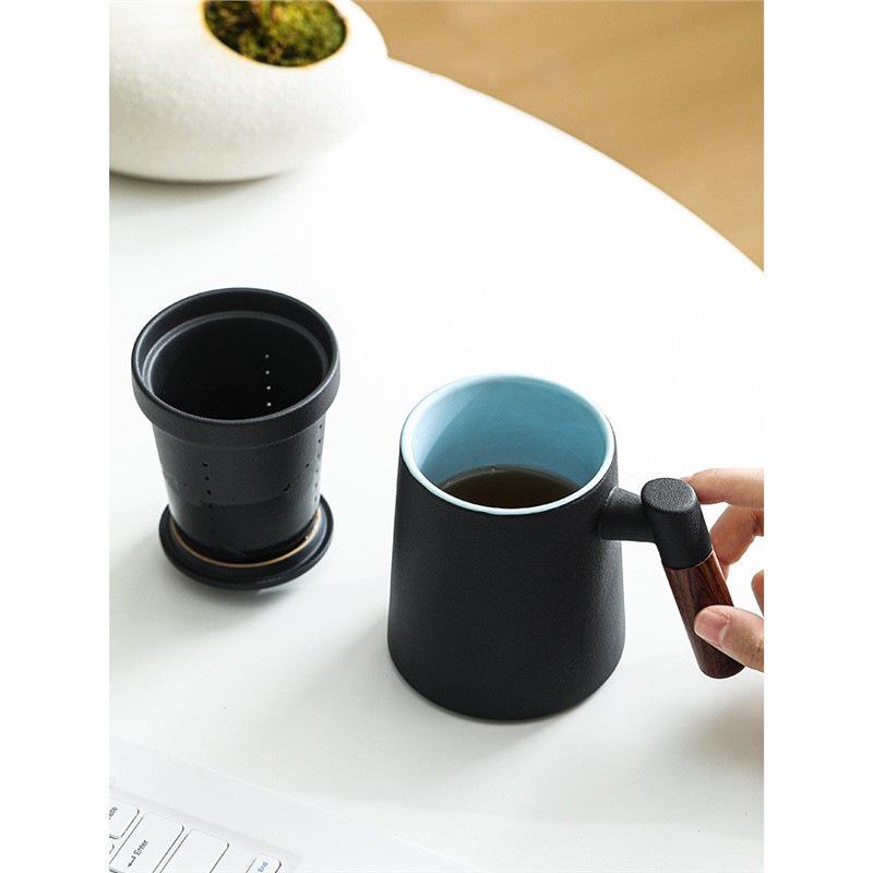 Large-Capacity Ceramic Tea Cup with Lid: Perfect Teacher Gift or Office Mug for Tea and Water Separation