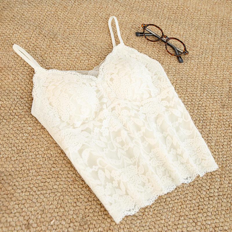 Women's Lace Camisole with Built-In Bra, Fleece-Lined, Sexy Slim-Fit for Autumn/Winter