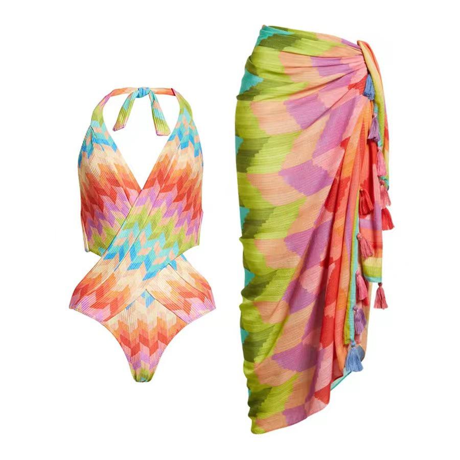 2026 European & American One-Piece Sexy Tummy-Covering Swimsuit S