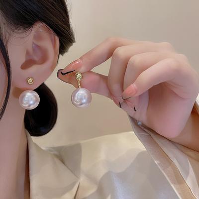 Orecchini pendenti da donna con temperamento dolce ed elegante, perle rotonde, di nuova moda, con perle fini