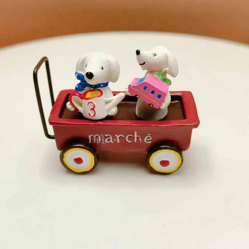 Cartoon Resin, Two Little Dogs On A Stroller, Micro-landscape Gardening, Flower Arrangement Props, Shooting Dolls, Table Decorations