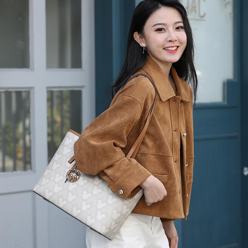New Disney PU Tote Bag, Shoulder Bag Regular Women's Ecru/Black/Brown BMK-71973