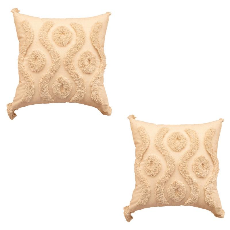 Pack of 2 Faux Wool Throw Pillow Covers 18x18 Inches Decorative Farmhouse Velvet Couch Pillow Case Soft Plush Square Boho Cushion Pillowcase