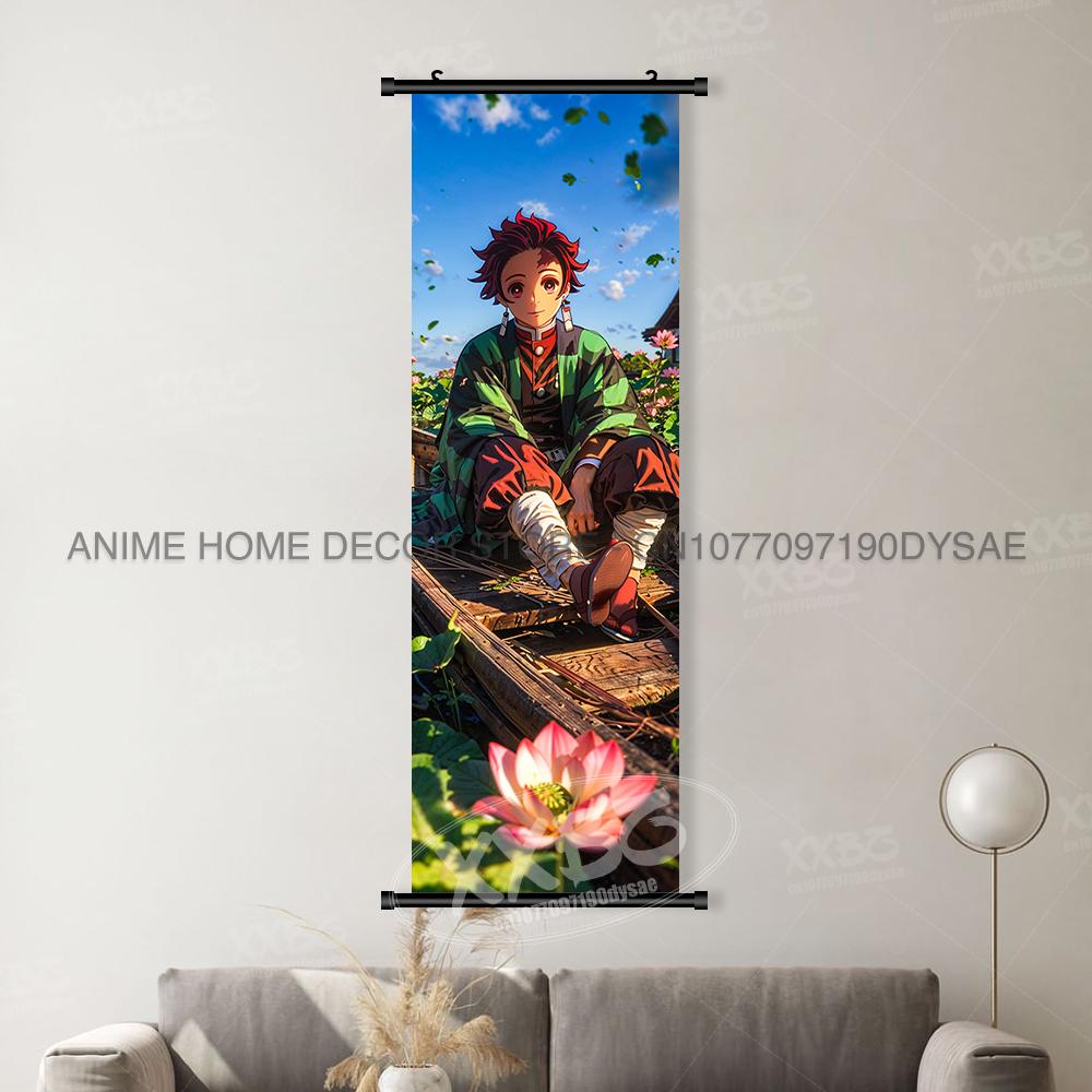 Demonen doder: Kimetsu No Yaiba Huisdecoratie Muurkunst Schilderij Rol Hangend Schilderij Anime Canvas Poster Voor Woonkamer (as the picture,25x75cm(10x30inch))