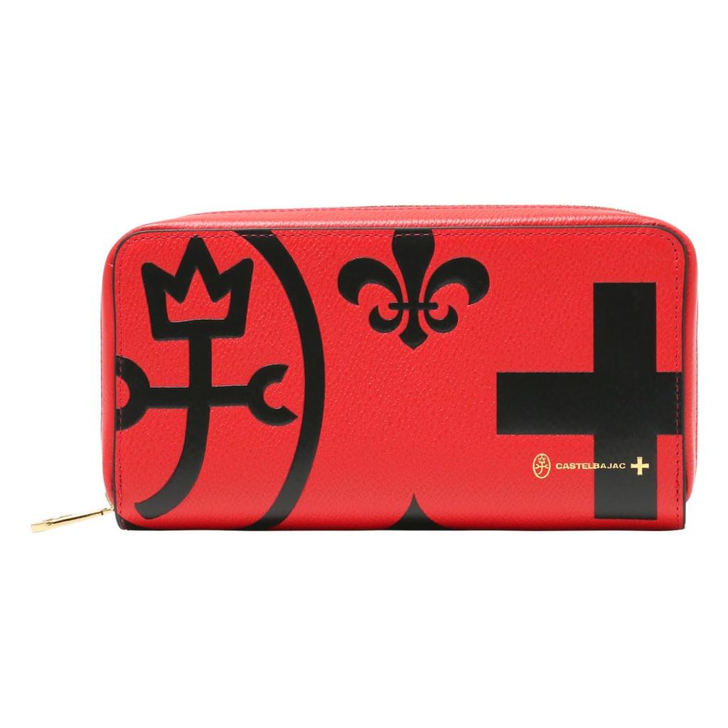 Long Wallet Genuine Leather Large Capacity 081603 Nezel Round Zipper Wide Open Card Storage Cowhide Red [Castelbajac] [14]