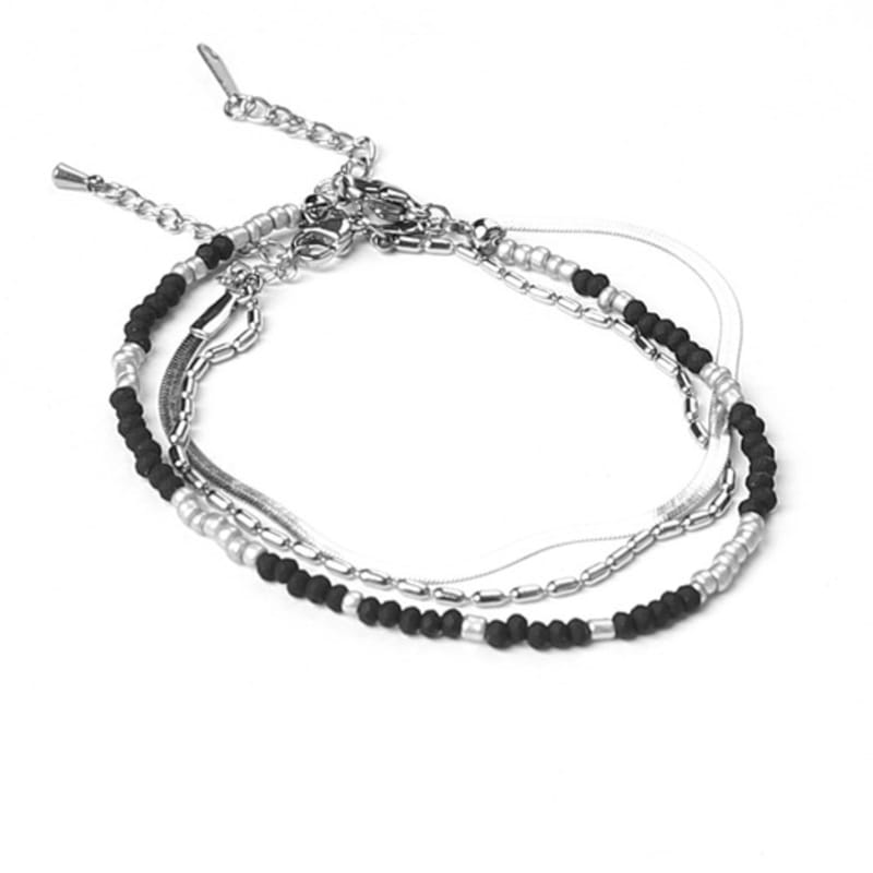 S SY [set] HANDMADE GLASS BEADS & VIENNA SNAKE CHAIN BRACELET