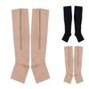 Fashion Nylon Zipper Compression Sock Leg Knee Support Open Toe Preventing Varicose Veins Stretch Socks