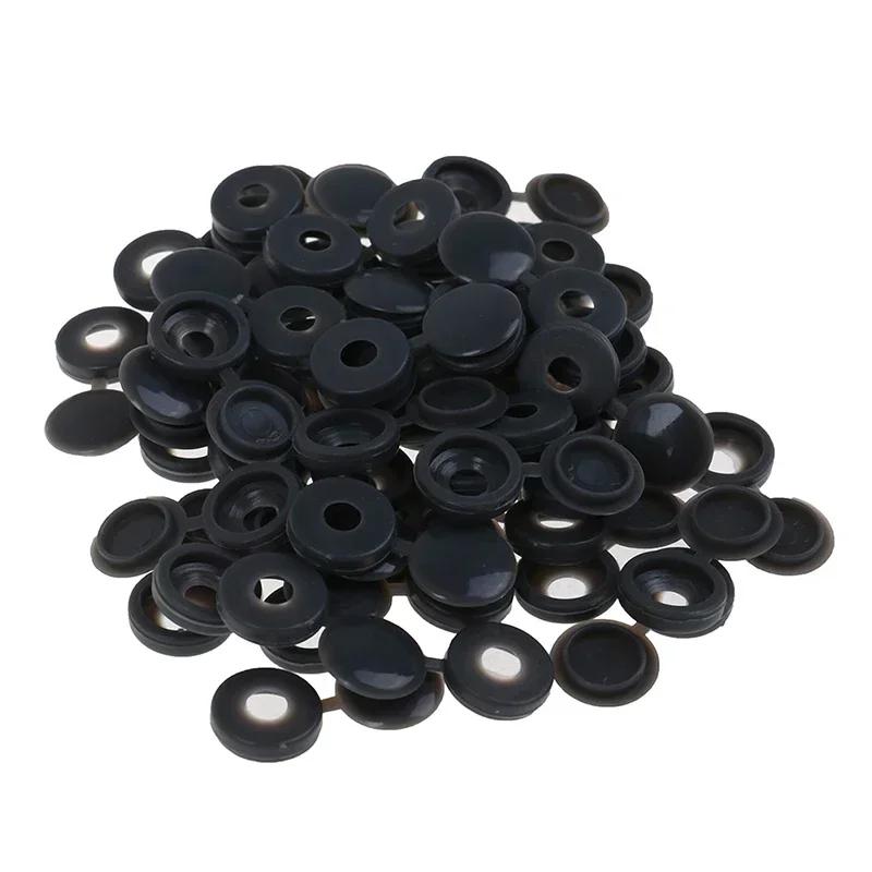 100Pcs Hinged Plastic Screw Cap Cover Nuts Fold Snap Protective Cap Button Screw Wood Furniture Decorative Nuts Bolts Hardware
